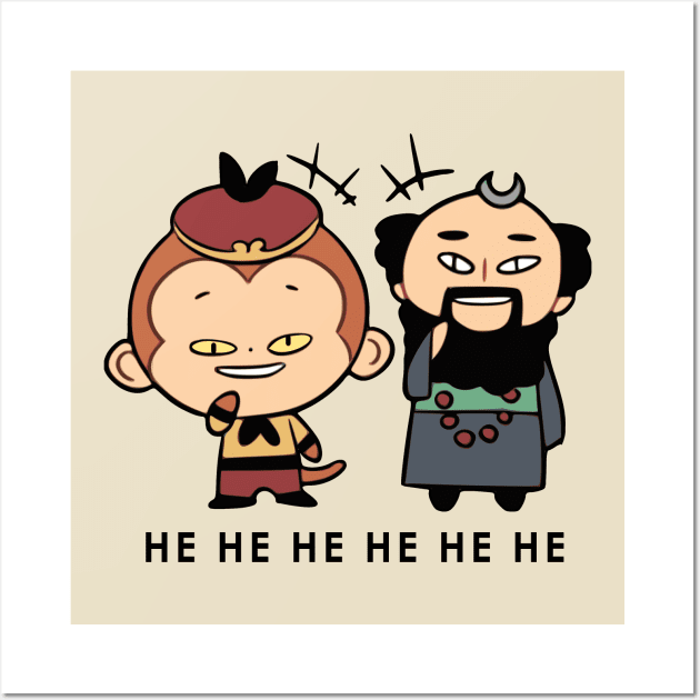 Chuckling Tiny Wukong and Wujing Wall Art by 	 FatharaniYasmin